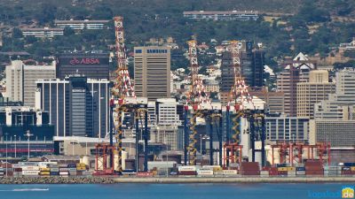 The harbour of Cape Town seen from Minerton on a very clear day