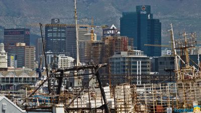 The high-rise buildings of the business district seen from the harbour