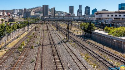 Rail network at Cape Town Central Station from a bridge